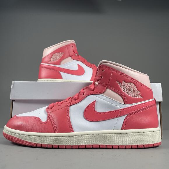 Nike Shoes - Womens 11.5 Mens 10 Nike Air Jordan 1 Mid Pink White Basketball Shoes BQ6472-186